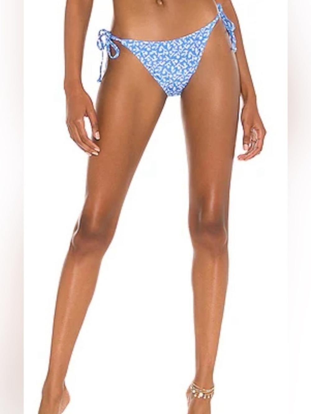 NWT Faithfull The Brand Floral Print Valensole Bikini Bottoms Vintage Blue Sz L